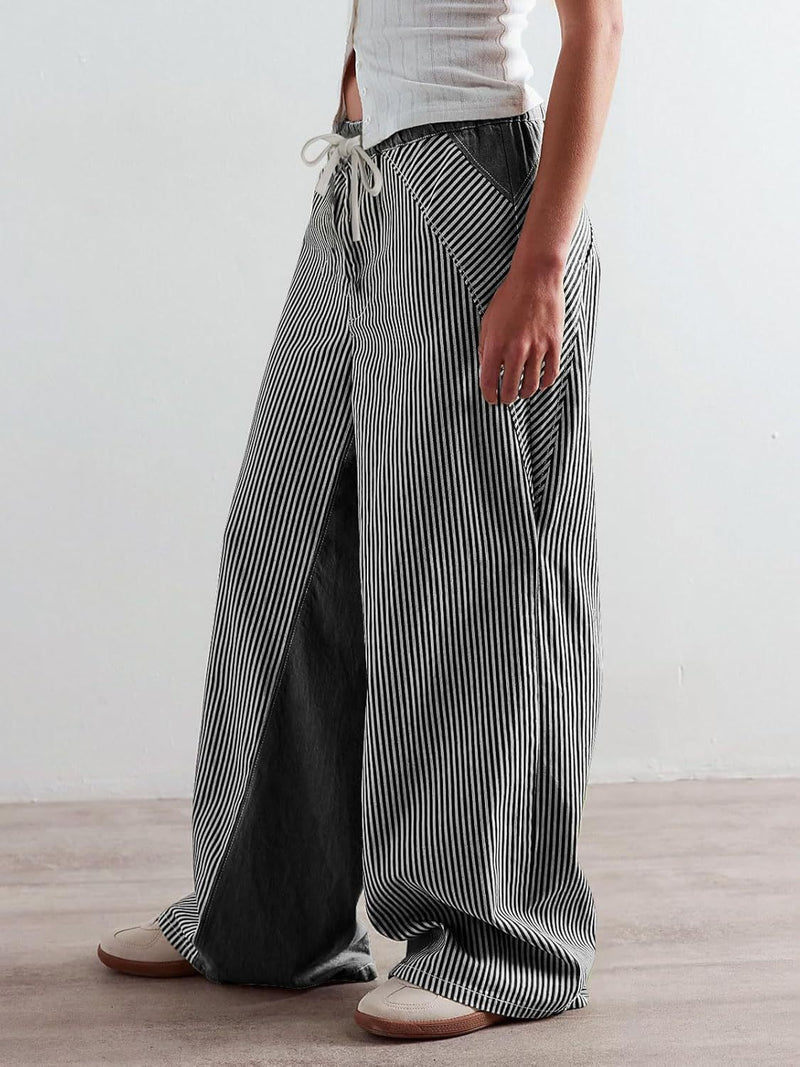 Loose Color Block Wide Leg Jeans GYAN 059