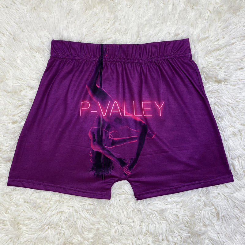 Plus Size Sexy P VALLEY Letter Print Bodycon Shorts SHD 9441