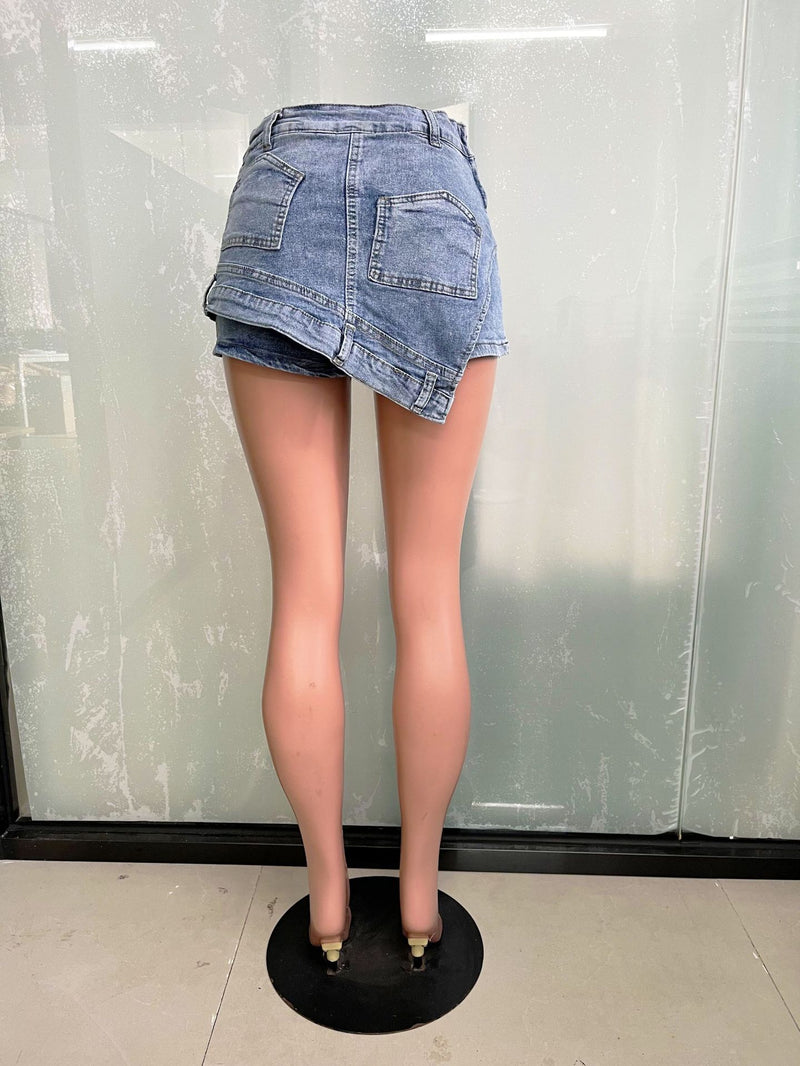 Fashion Slim Irregular Denim Shorts LX 6008