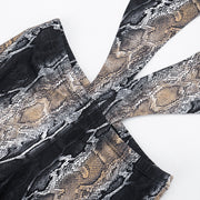 Snake Print Backless Hollow Out Jumpsuit MXBF J26JP014