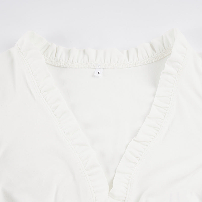Solid Color Short Sleeve Short T Shirt GPKJ MR49162