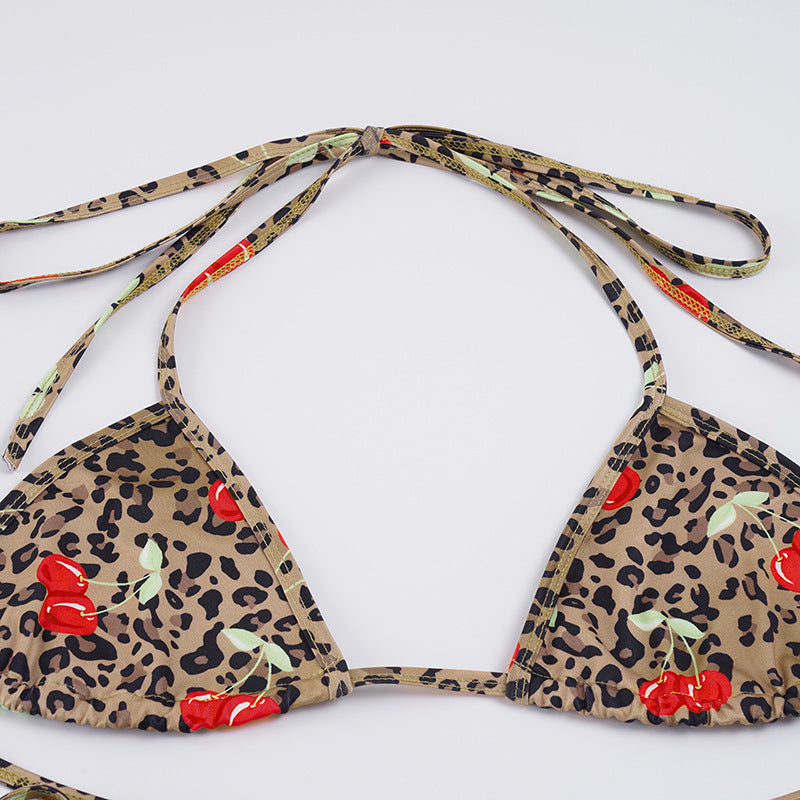 Leopard Print Tie Up Bikinis Two Piece Swimsuit GPKJ MR41091