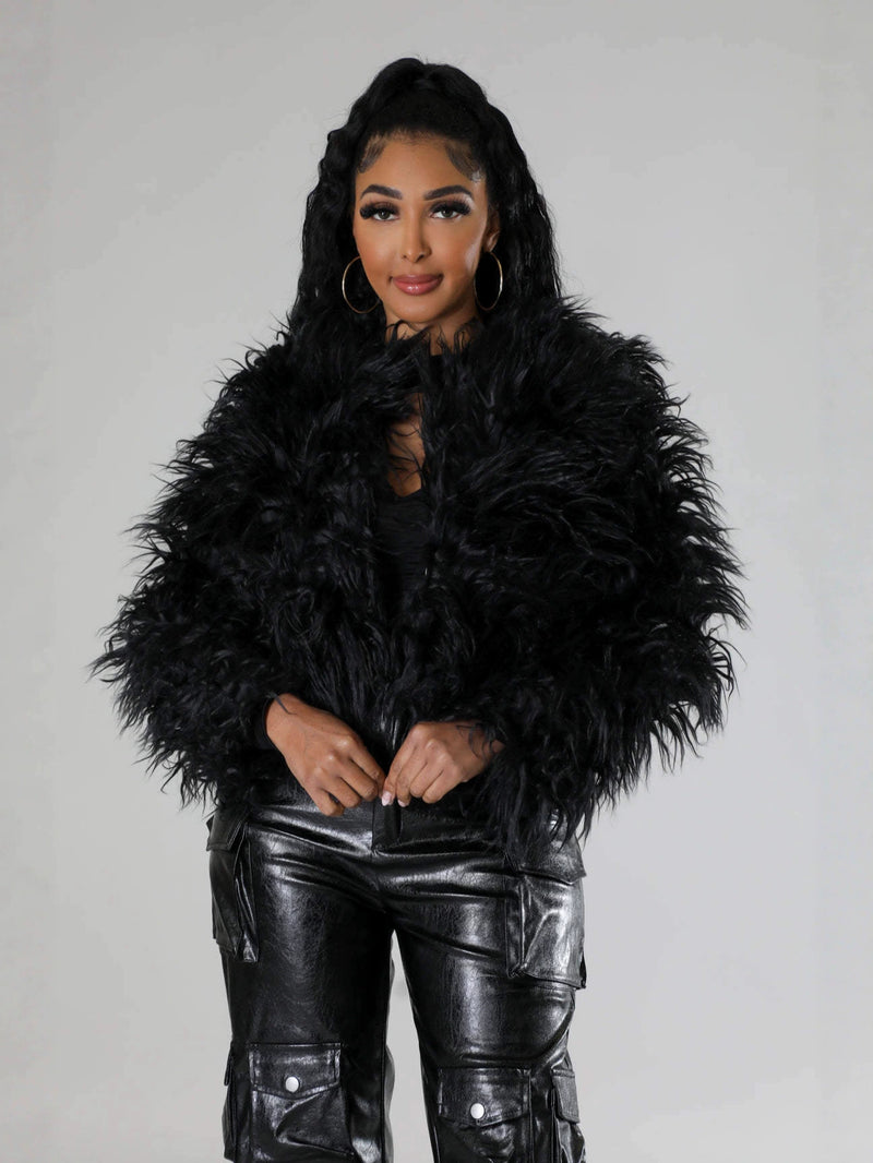 Solid Color Long Sleeve Plush Coat GXHF M81016
