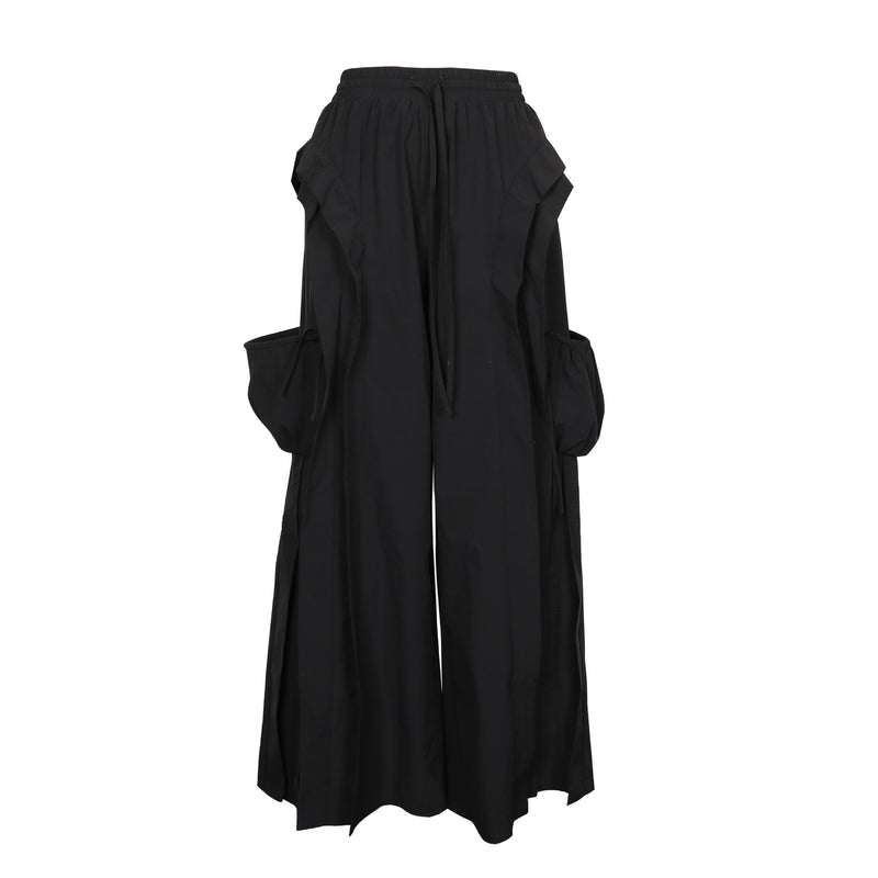 Solid Color Patchwork Wide Leg Pants AIL 350