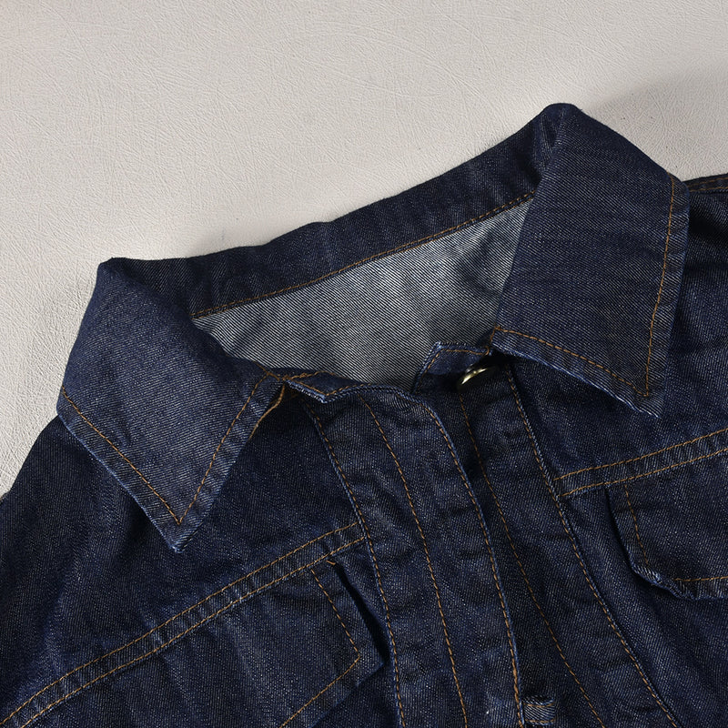 Half Sleeve Lapel Denim Short Coat GNZD 9761TD