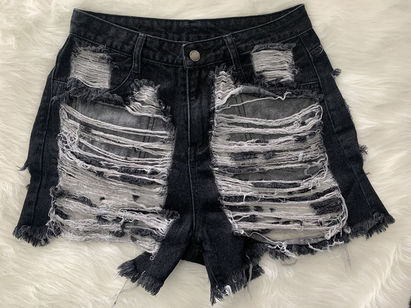 Denim Ripped Hole Skinny Jeans Shorts LSD 8695