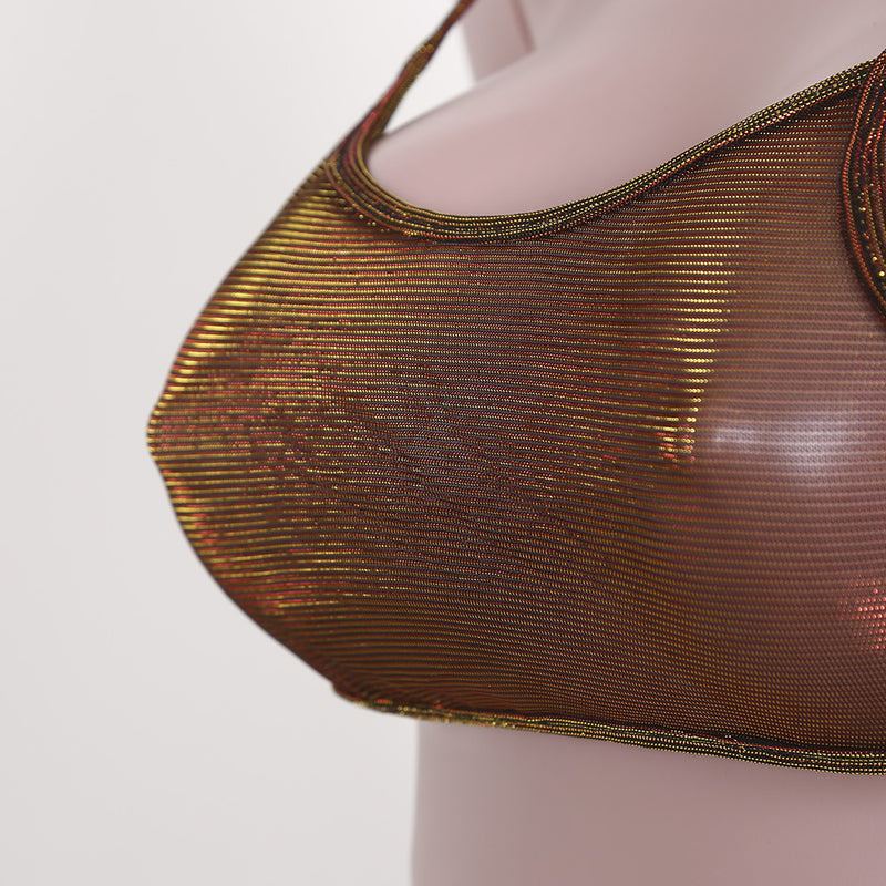 Mesh See Through Sling Top And Skirts Two Piece Set JZHF 8030