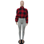 Plush Plaid Fashion Long Sleeve Jacket MEM 88515