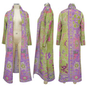 Plus Size Pleated Printed Trench Coat Long Jacket NNWF 10634