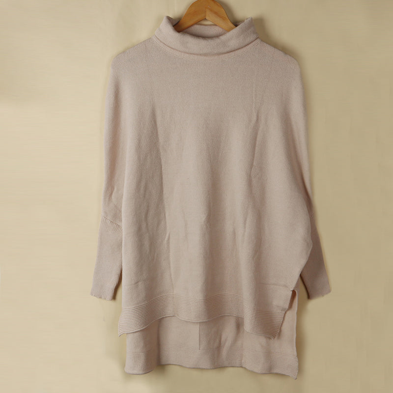 Solid Turtleneck Split Pullover Sweater Top FSXF F337
