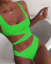 Sexy Hollow Out Bikini One Piece Swimsuit CASF 8971