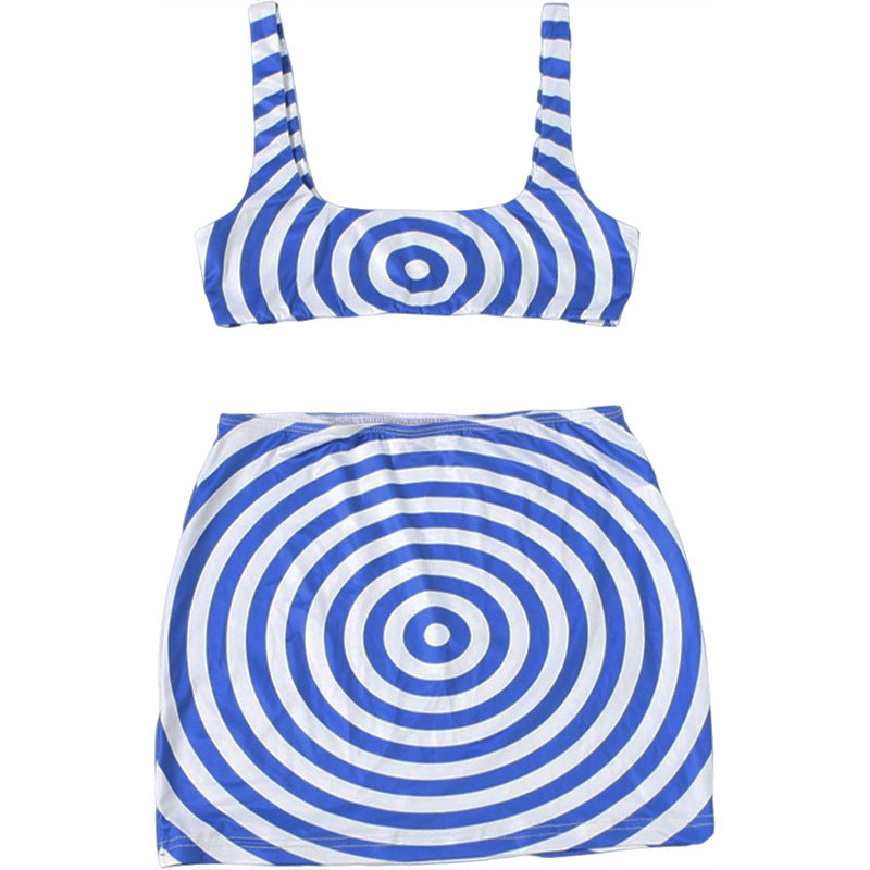 Print Sleeveless Two Piece Skirts Set DLSF K6S10415A