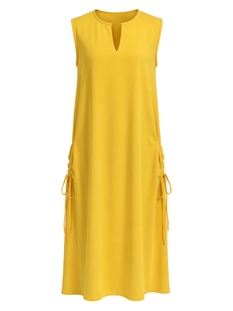 Solid Color V Neck Sleeveless Maxi Dress HNIF TY039