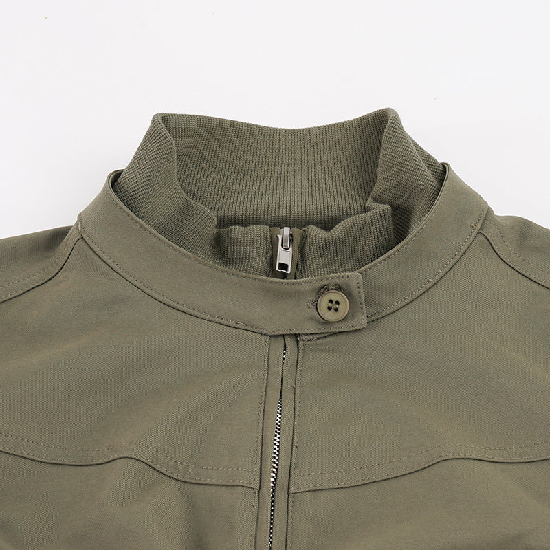 Solid Color Zipper Long Sleeve Jackets GPKJ MR51438