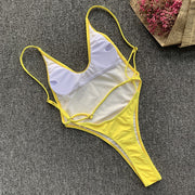 Solid Sexy Backless Thong Bikini One Piece Swimsuit CASF 8942