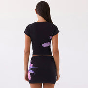 Short Sleeve Print Two Piece Skirts Set GPBY 15452