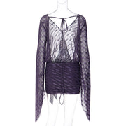 Mesh Backless Tie Up Mini Dress GLAG D5C21067H