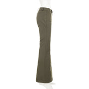 Low Waist Metal Buckle Flare Pants GPKJ MR49498
