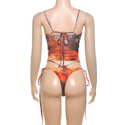 Sexy Mesh Tie Up Bikinis Three Piece Swimsuit XEF K25S67251