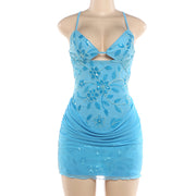 Sexy Sequin Sling Ruched Mini Dress DLSF K6D11944A