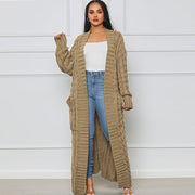 Solid Color Long Twist Sweater Cardigan Coat FSXF F380
