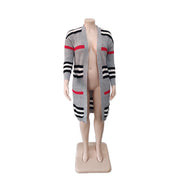 Plus Size Stripe Knits Long Coats QYXZ 9100