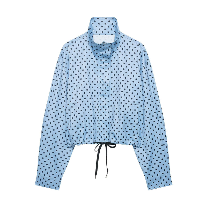 Polka Dot Print Long Sleeve Zipper Coats GYZS BB058