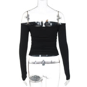 One Shoulder Long Sleeve T Shirt BLG T4917486K