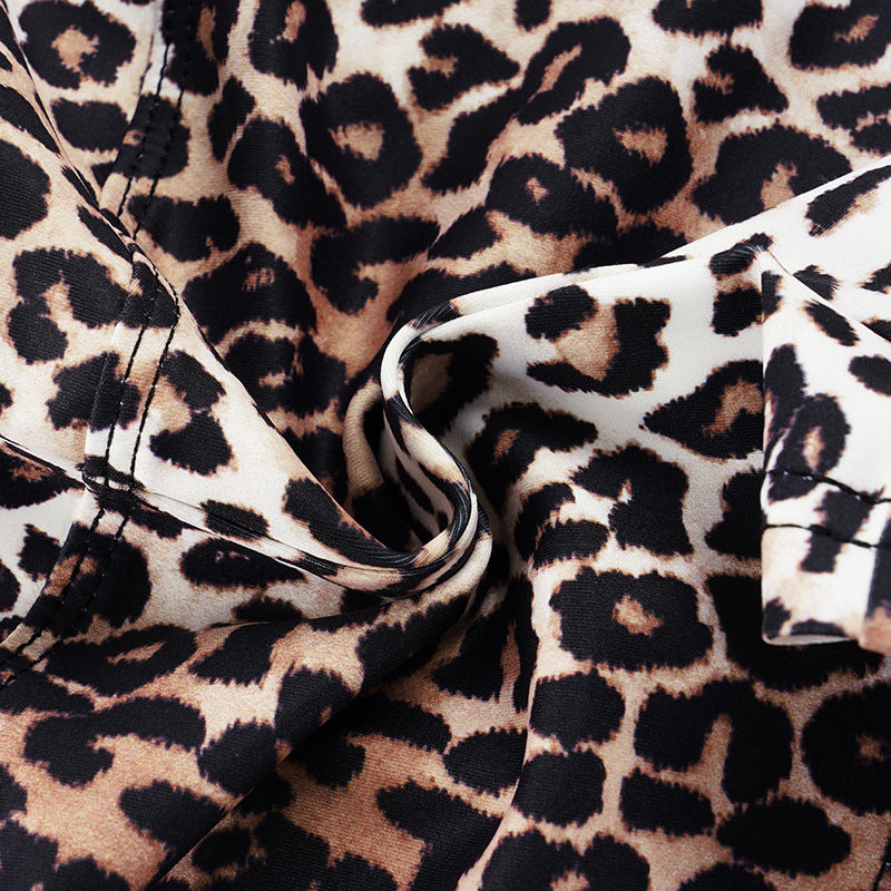 Leopard Print Halterneck Bikinis 3 Piece Swimsuit GPKJ MR48041