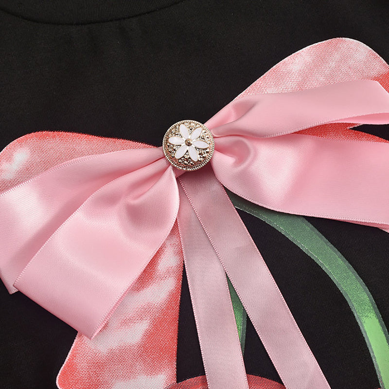 Printed Bow Tie T shirt GBTF 11041THR