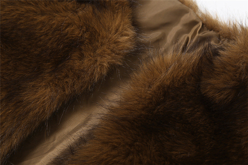 Solid Color Half Sleeve Plush Coat XEF K25C84113