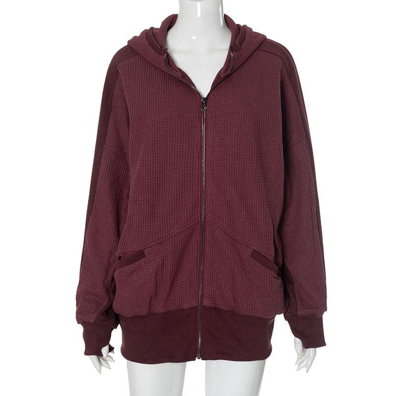 Solid Color Long Sleeve Hooded Coat GSZM ZTP1387