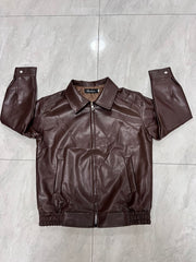Lapel PU Leather Jacket Coats HHMY M3566