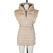 Hooded Short Tie Up Warm Vest Coat ZSD 0625