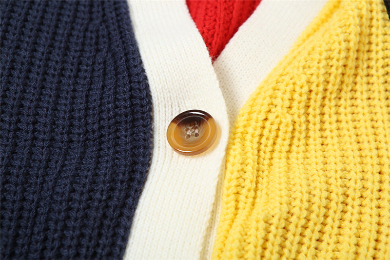 Colorful Letter Print Knits Short Coat DLSF W24L52789