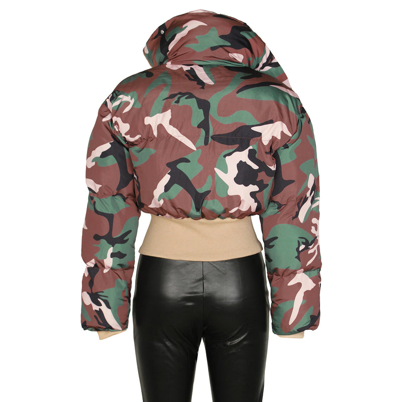 Vintage Camouflage Printed Short Jacket Cotton Coat ZSD 0712