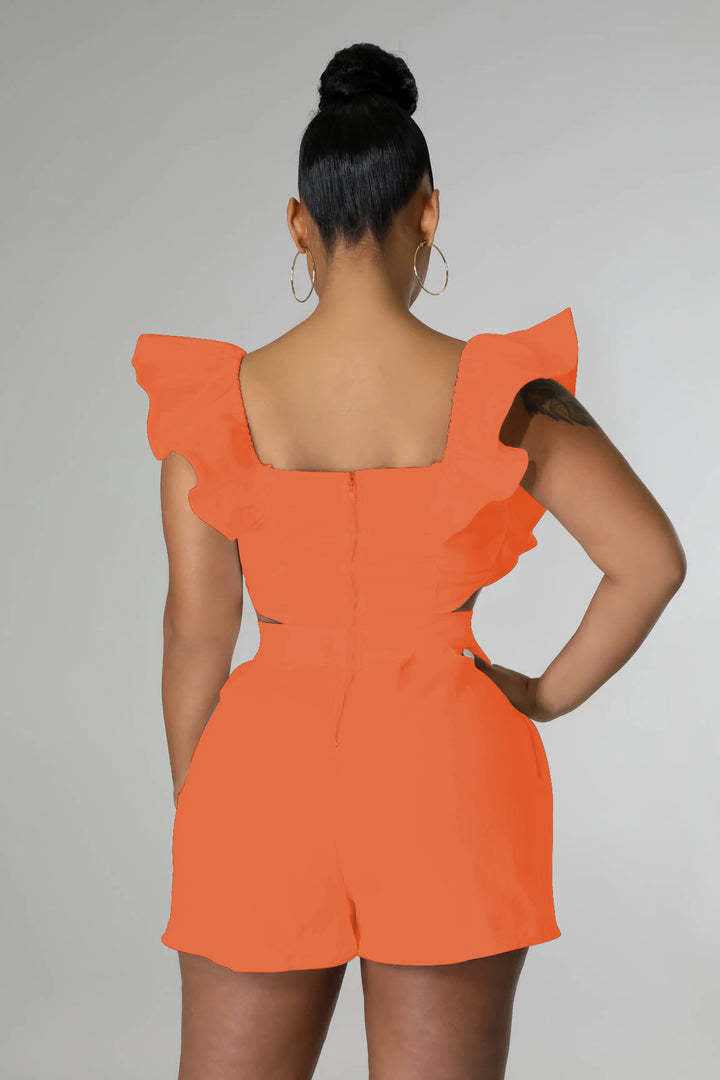 Plus Size One Shoulder Solid Color Romper GHXF HX0206