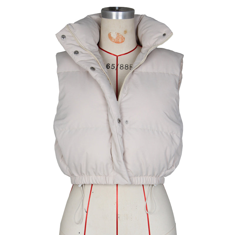 Solid Color Sleeveless Zipper Cotton Vest Coat ZSD 0710