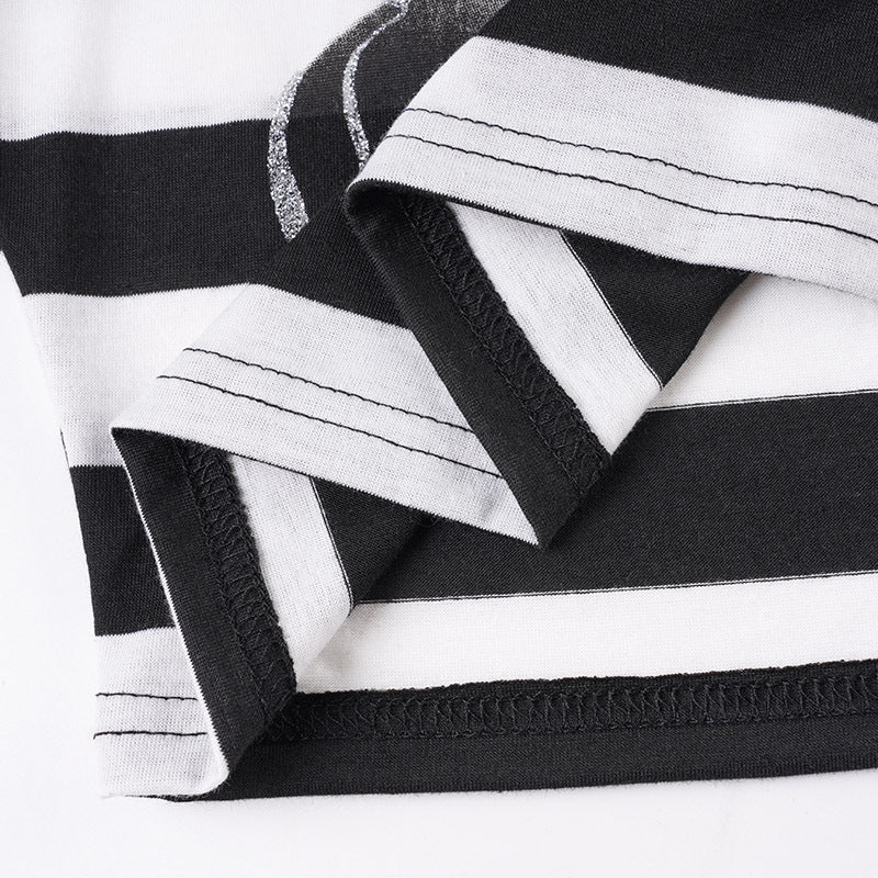 Stripe Loose Letter Print T Shirts GPKJ MR41661