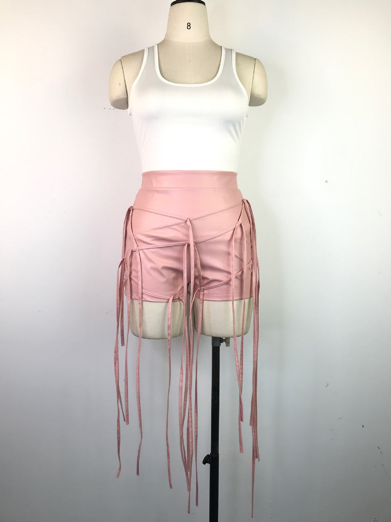 Sexy PU Leather Rope Woven Shorts GWDS 220438