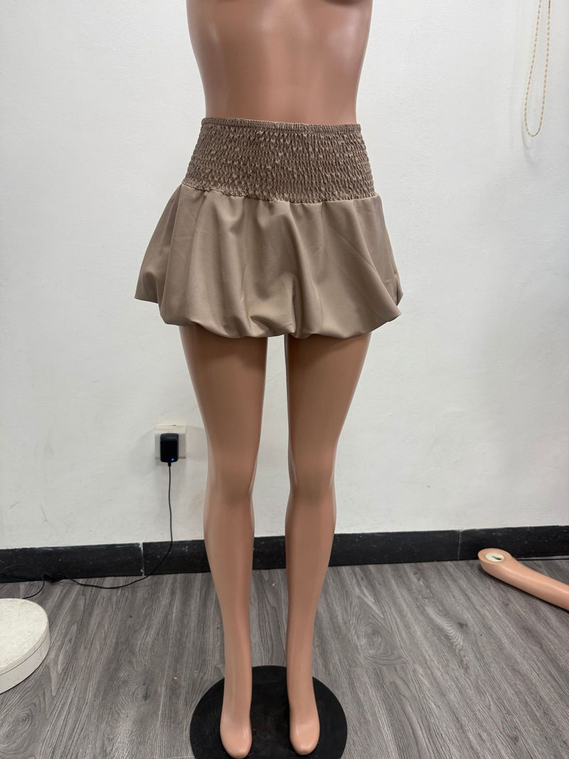 Solid Color Bubble Pleated Mini Skirt TK 6338