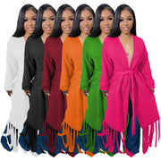 Solid Color Tassel Sweater Coats TR 1220