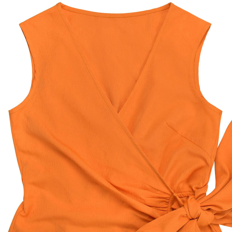 V Neck Sleeveless Solid Jumpsuit BY 7786