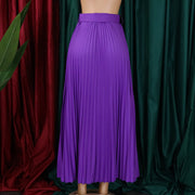 Plus Size High Waist Press Pleated Half Body Skirt With Belt GATE D293P