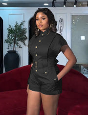 Plus Size Loose Sleeveless Solid Romper NY 3631