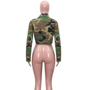 Camouflage Print Lapel Neck Short Coats SH 390421