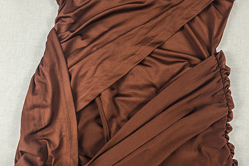Solid Color Single Shoulder Tube Top Dress GJYO JD305769