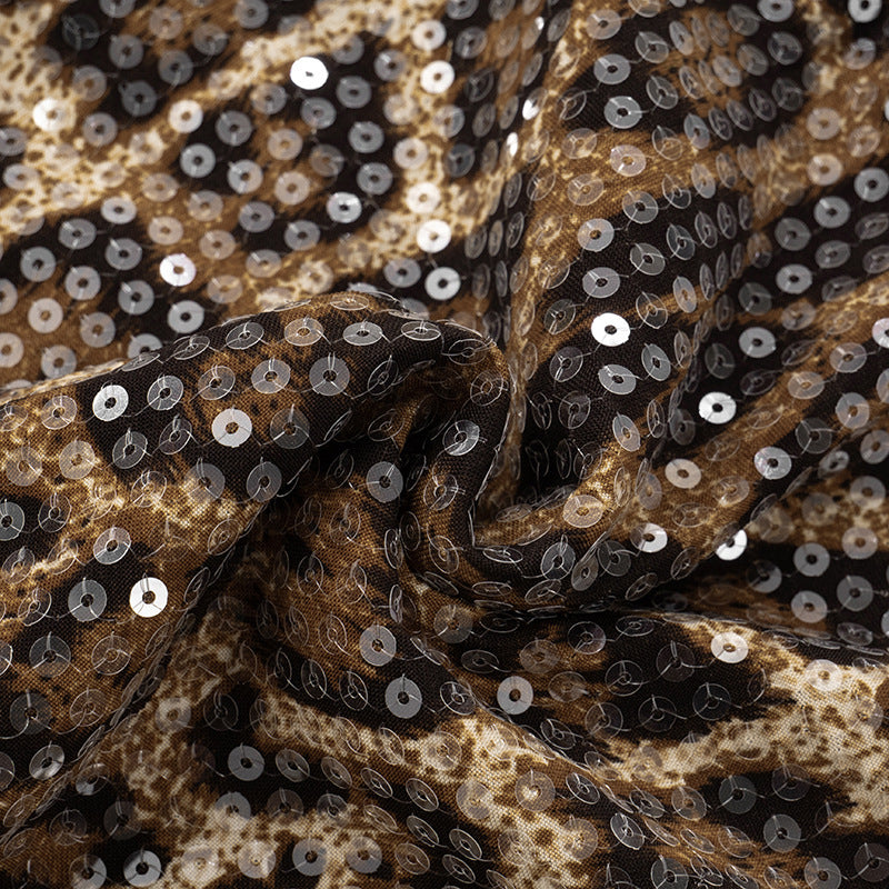 Leopard Sequin Split Tie Up Skirts GDSF J25SK032