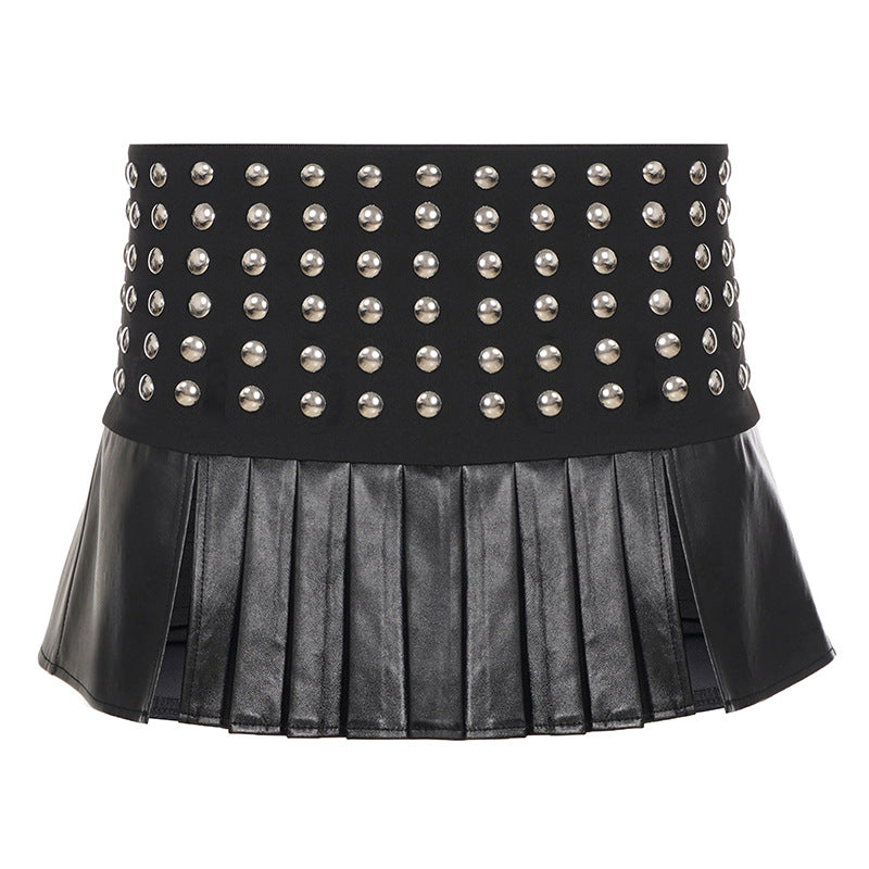 Rivet Leather Short Skirt GPKJ MR50304