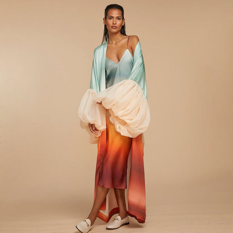 Beach Print Sun Protection Cover Up Jacket YF 10889